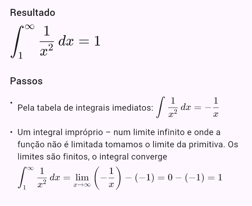 int(1/x^2, x, 1, oo)