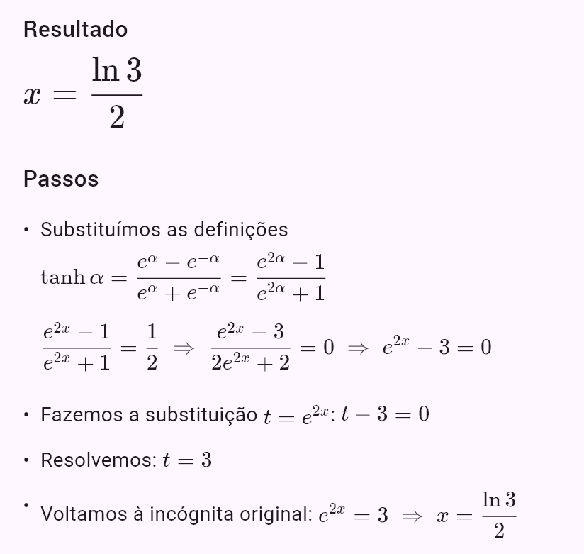 tanh x = 1/2