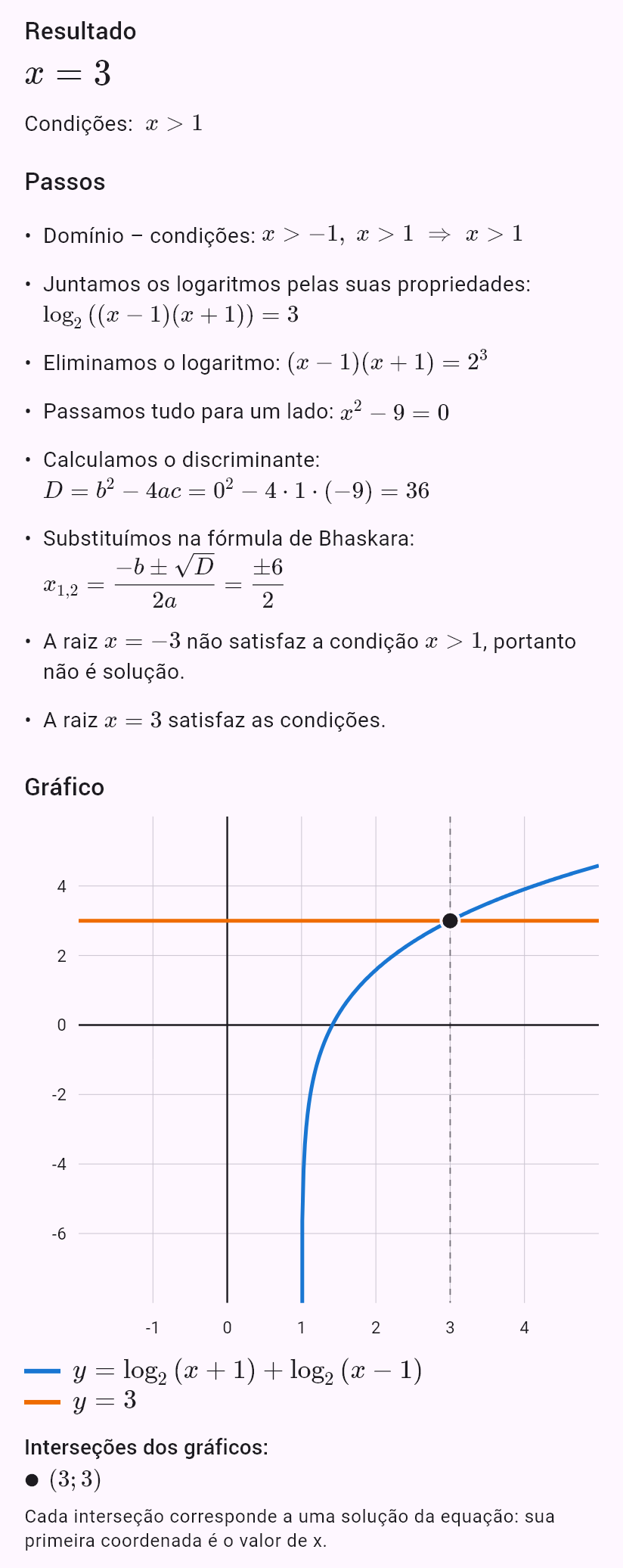 log_2(x+1) + log_2(x-1) = 3