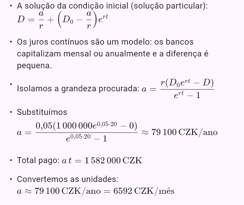 model(interest; find=a[CZK_mo]; B0=1000000[CZK]; r=5[pct_yr]; t=20[yr]; B=0[CZK]; kind=loan)