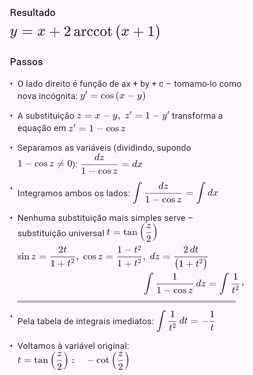y' = cos(x - y), y(0) = pi/2