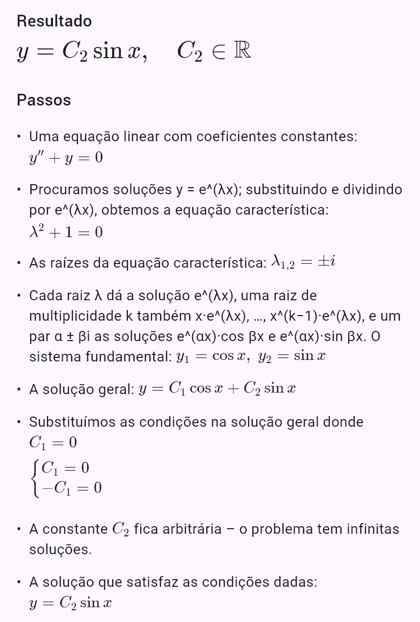 y'' + y = 0, y(0) = 0, y(pi) = 0