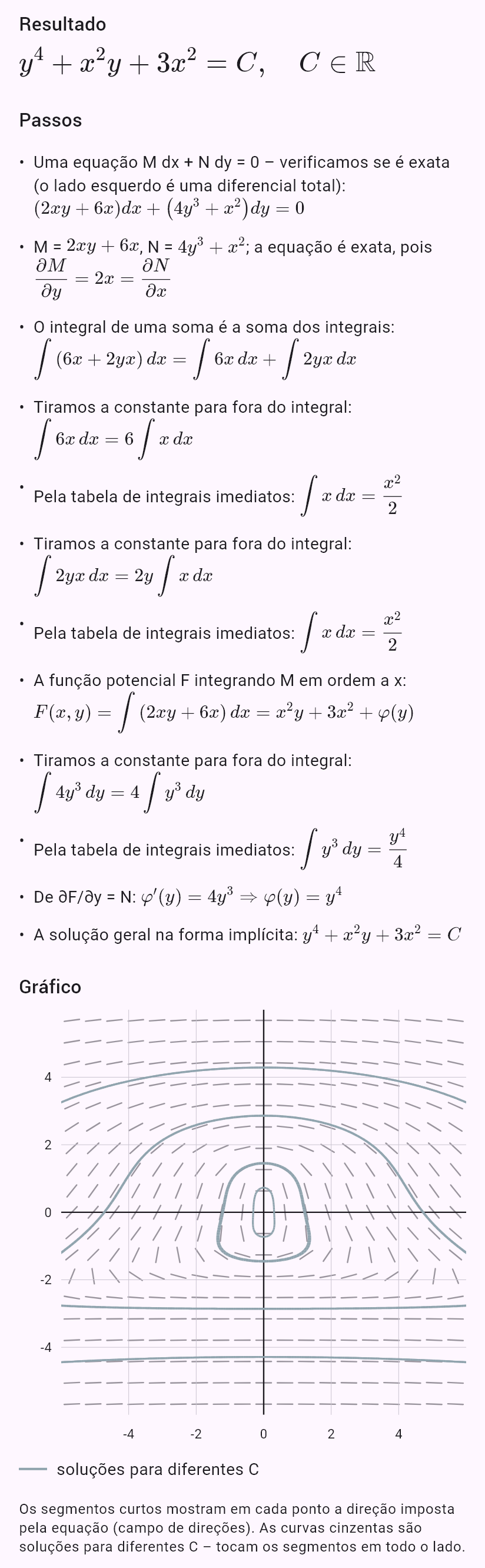 (2xy + 6x)dx + (x^2 + 4y^3)dy = 0
