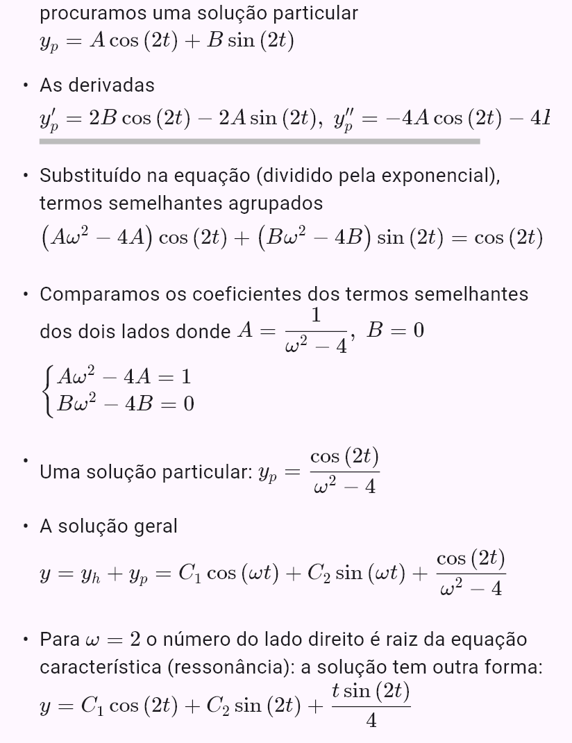 y'' + ω^2y = cos(2t)