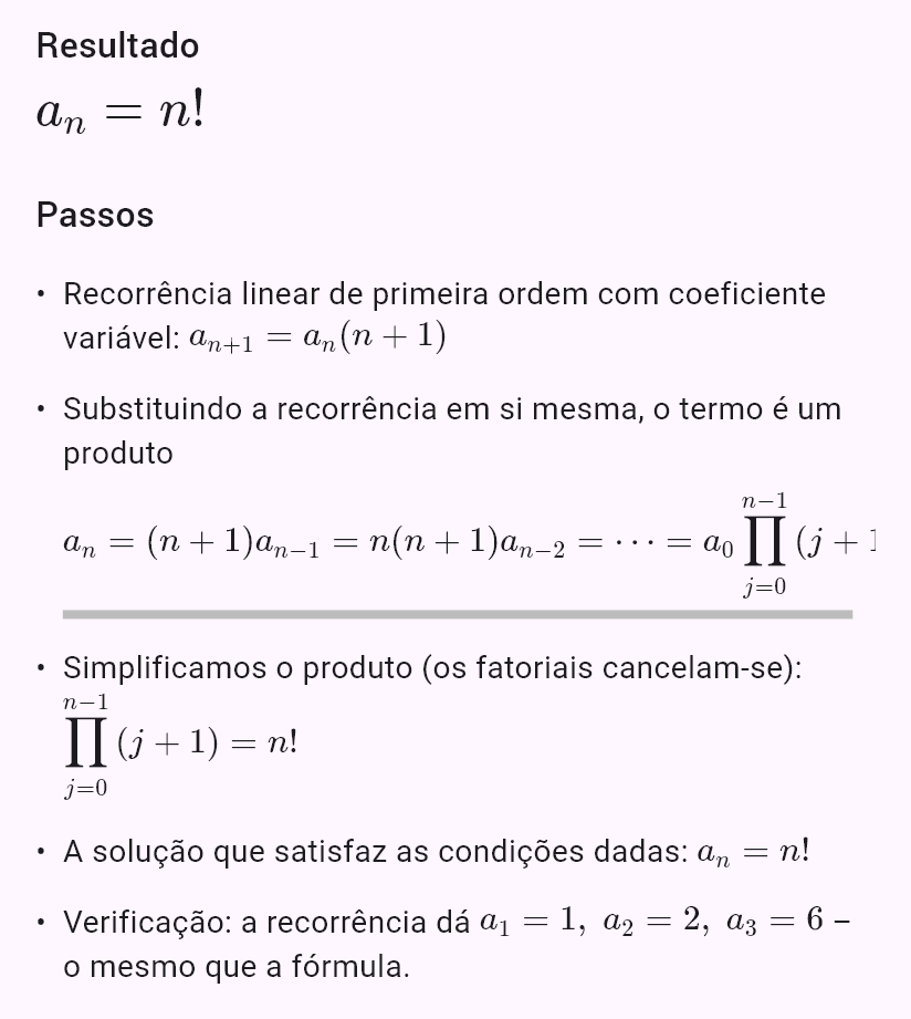 a_{n+1} = (n+1)a_n, a_0 = 1