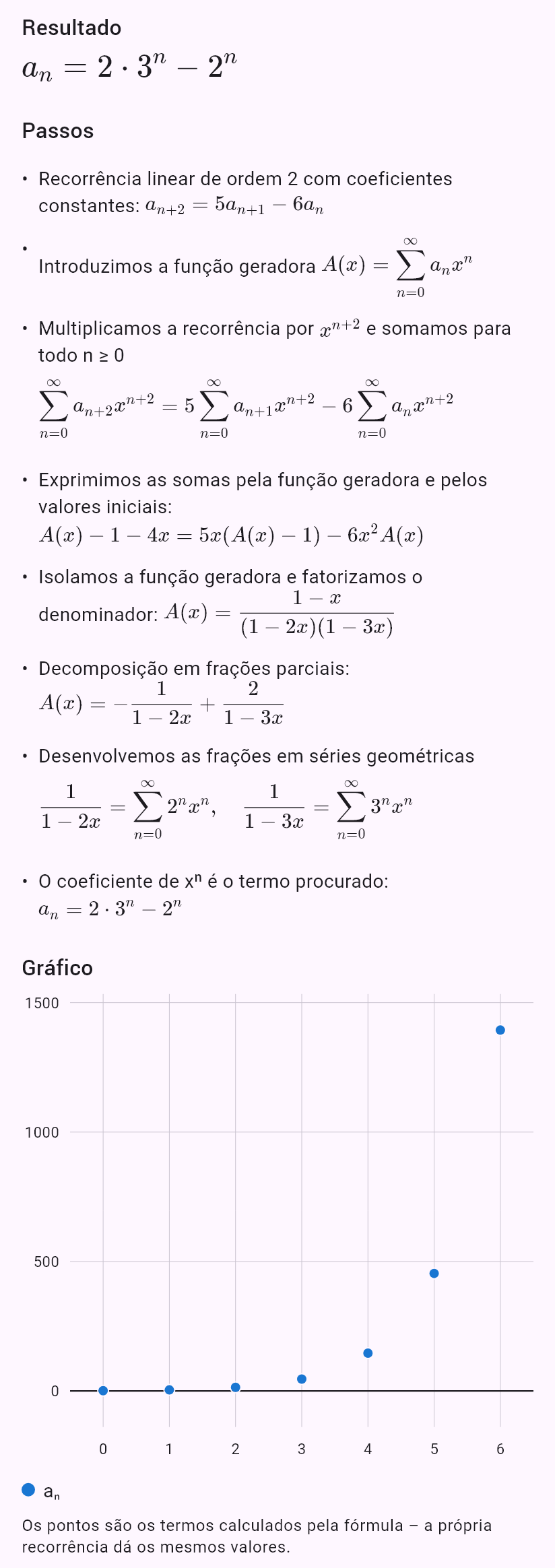 a_{n+2} = 5a_{n+1} - 6a_n, a_0 = 1, a_1 = 4