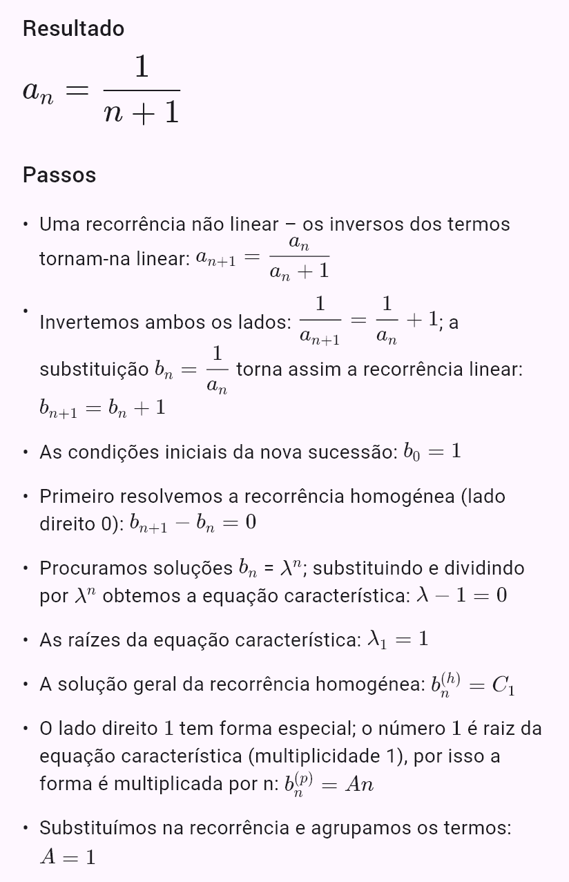 a_{n+1} = a_n/(1 + a_n), a_0 = 1