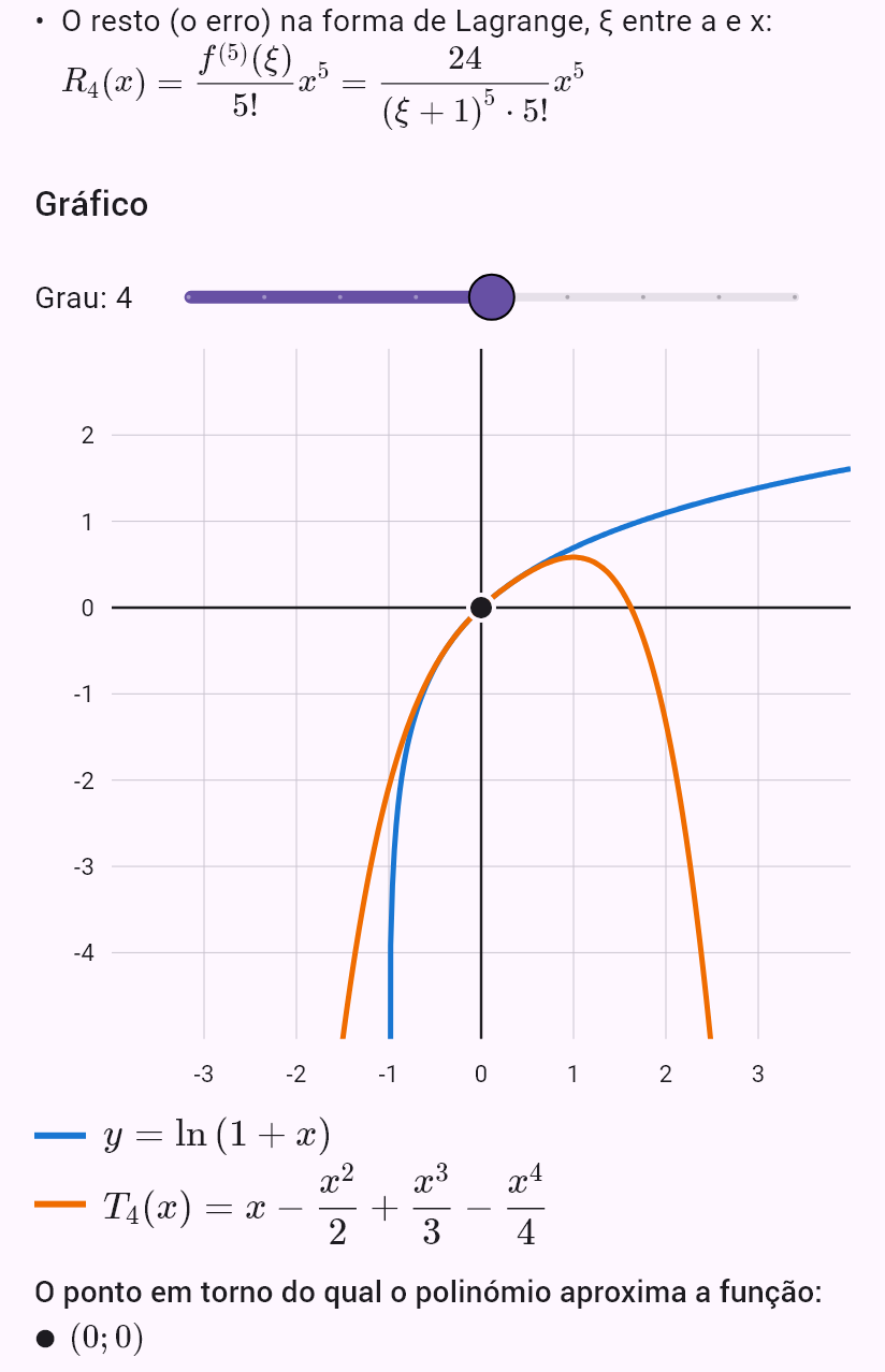 taylor(ln(1 + x), 0, 4)